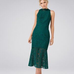 EVER NEW Rikki lace fishtail midi dress in Deep Ivy green